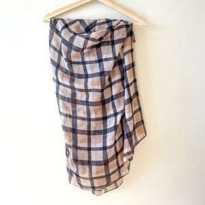 Plaid Camel White Black Lightweight Snood Scarf OS